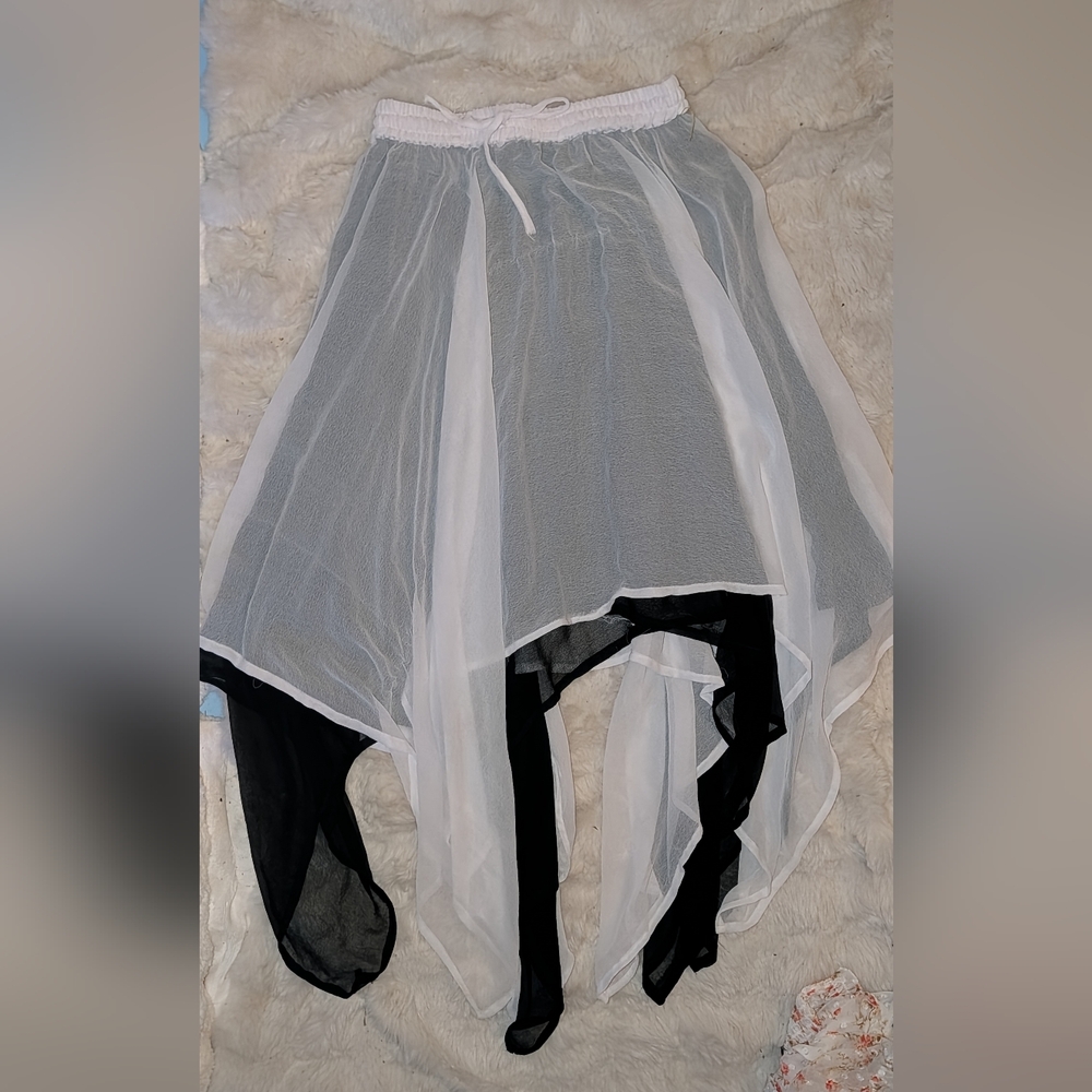 Elegant Black and White Asymmetrical Skirt